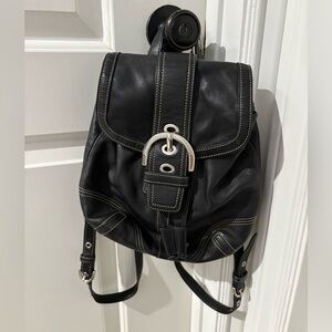 🍎🍎SOLD🍎🍎Coach Soho Buckle Mini Backpack Bag Stitching Leather Black Y2K